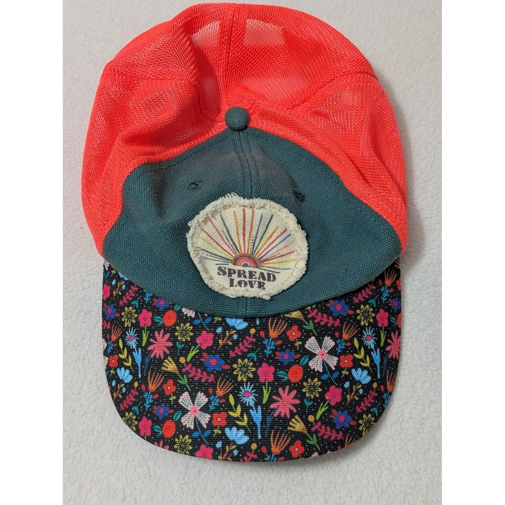Natural Life Trucker Hat "Spread Love" Snap Back Orange Floral